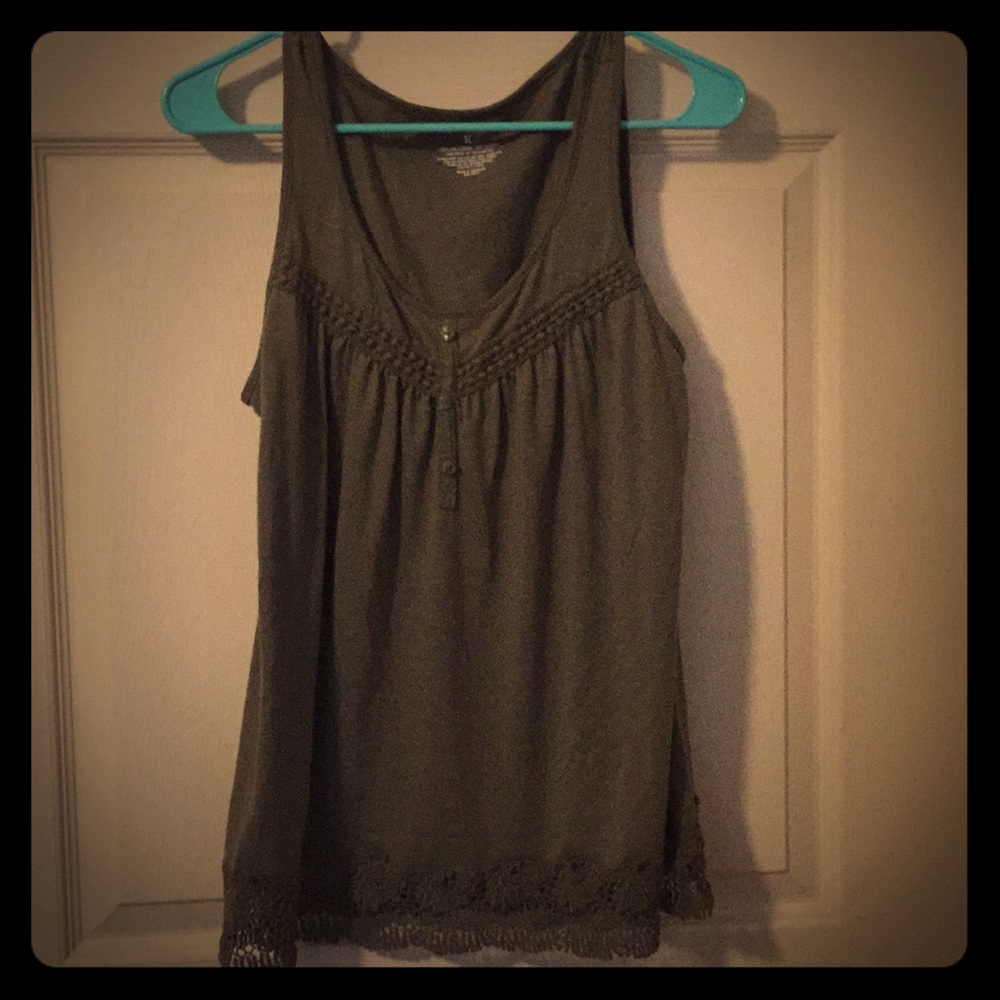 Tank Top-Blouse-Lace-Army Green